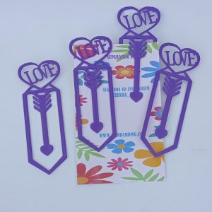 4 clip Separador de paginas - Love - color Morado