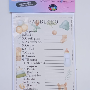 Juego Baby shower - Balbuceo