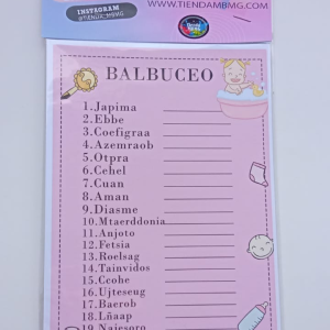 Juego baby shower - Balbuceo Niña